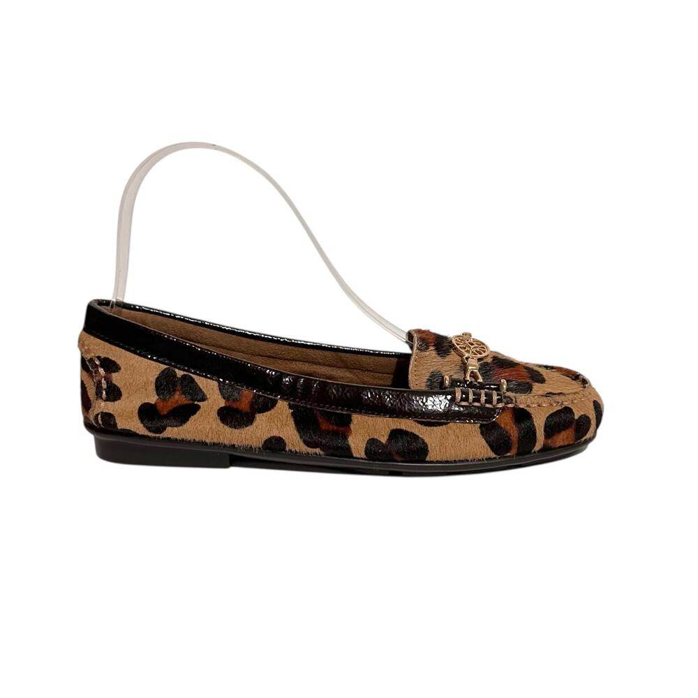 Aerosoles Pony Hair  Leopard Loafer Gold Hardware Comfort Slip On Size 7.5